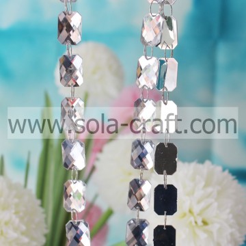 Oblong Rectangle Crystal Acrylic Faceted Bead Garland Diamond Strand Wedding Decoration Curtain Chains Iridescence Color Optio