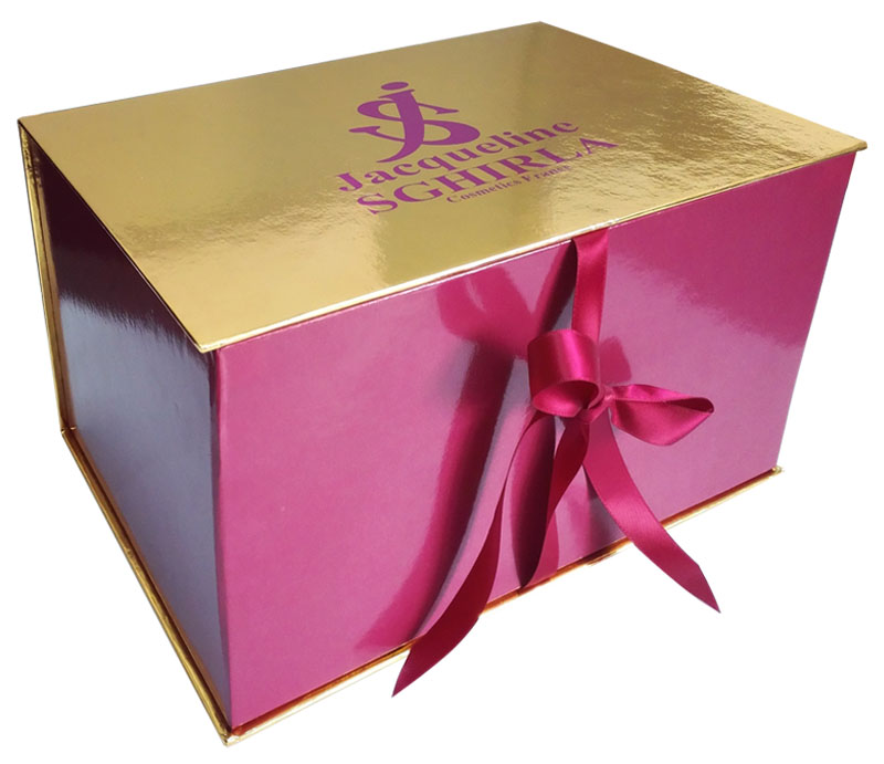 Ribbon closure apparel packaging box