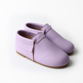 Mocassins pour bébé en cuir véritable de couleur unie pour filles et garçons