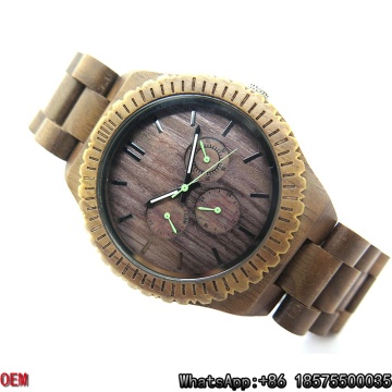 Top Quality Black Walnut-Wood Assista Quartz Relógios Hl17