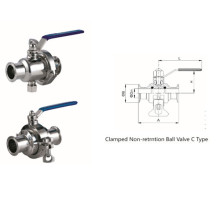 Valve à bille en non-rétention sanitaire en acier inoxydable sanitaire