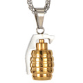 Hiphop Man Gold Hand Grenade Bomb Necklace Pendant