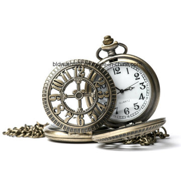 Vente en gros Analog Quartz Vinage Retro Pocket Watch avec couverture découpée