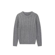 Men's Knitted Crew-Neck Cable Pullover Acrylic/Wool Sweater