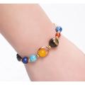 Cosmic Galaxy Solar System Ocho planetas Pulseras Guardian Stars Cuentas de piedra natural 7 chakra Cuerda trenzada hecha a mano Hombres Mujeres