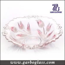 Tazón de fruta de cristal de la flor del tulipán del color rosado