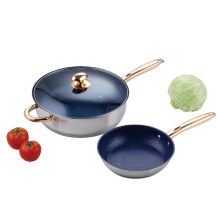 Stainless steel wok with lid for household use