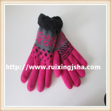 women coral fleece cuff knitted gloves