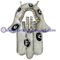 Evil Eye Hamsa Necklace - Enamel Sterling Silver and Cubic Zirconia