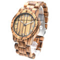 Reloj de madera para hombre Reloj de madera analógico Zebrawood