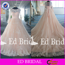 ED Bridal Real Pictures Factory Custom Made Long Sleeve Ball Gown Wedding Dresses 2017 With Long Train