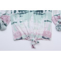 Ladies Mock Tie Dye Print Blouse