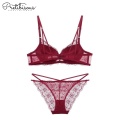 Sexy womens transparent lace bra panty set