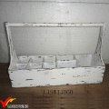 Solid Old Wood White Basket with Dividers