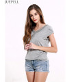 100% Cotton Summer New Women Short Sleeve T-Shirt Solid Color Big Size Loose Casual V-Neck Lady Beaded T-Shirt