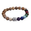 Image Jasper Bracelet Bouddha 7 Chakra Gemstone alliage perles bijoux