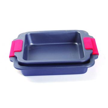 Silicone grip square cake pan