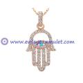 Rose Gold Diamond Hamsa Evil Eye Necklace