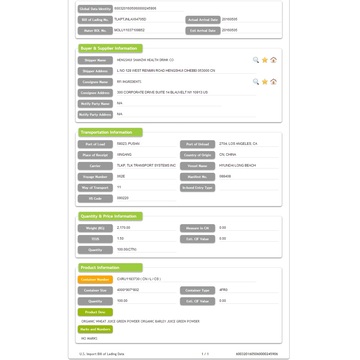 Saftpulver - US-Importdatendienst