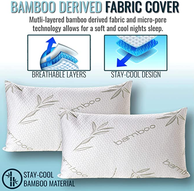 Shredded Memory Foam Pillow Bamboo Cover 