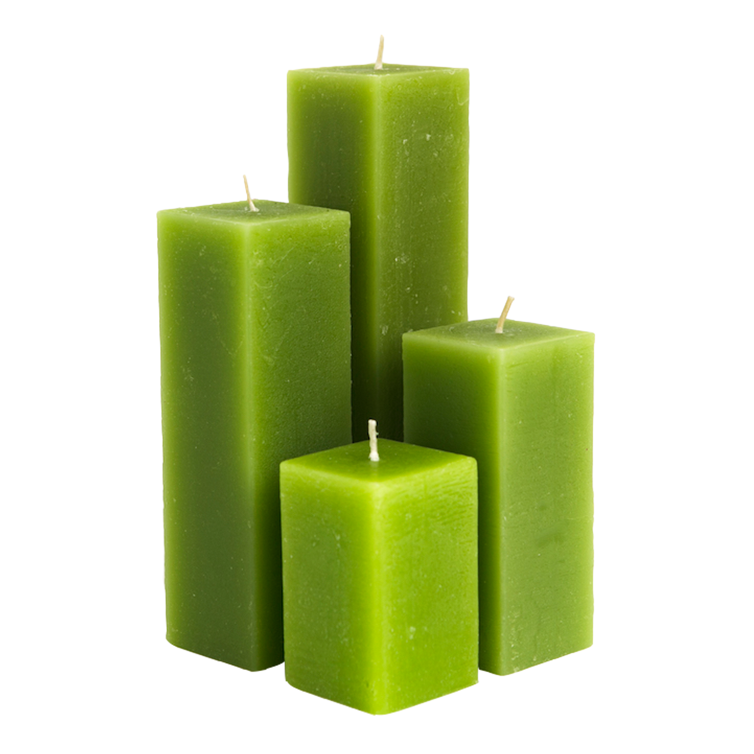 Green Square Pillar Candles with Flat top Excellence Candle