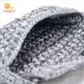 Crochet Handmade Gray Pearl Clutch Handbag