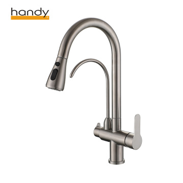 Stainless steel kitchen pull-out faucet with water filter