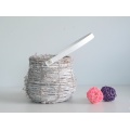 Round drum-like wash white rattan flower pot