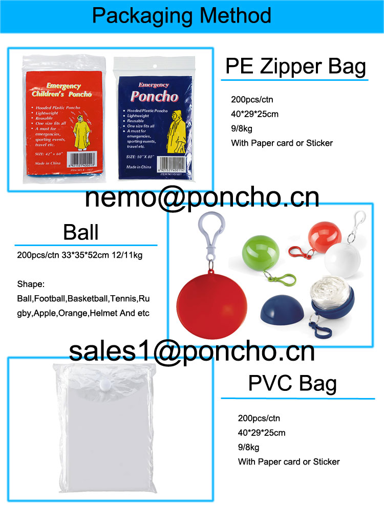 Ball package rain poncho 