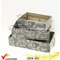 Shabby Organizer Storage Bac en bois avec poignée de chanvre