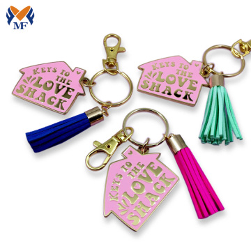 Fashion metal enamel tassel keychain for bag