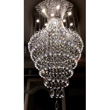 Perles de cristal de luxe Lumière LED de lustre et pendentif éclairage personnalisé pour le couloir du salon