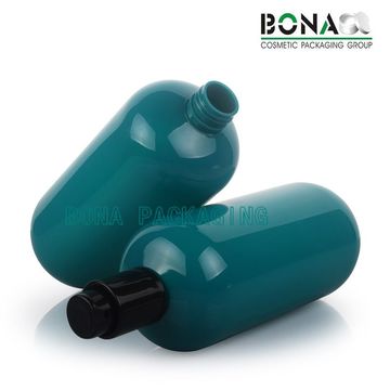 500 ml Boston Round Pet Bottle com bomba de loção preta