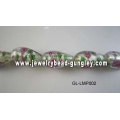 Flower print tear drop shape lampwork glass beads