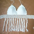 Custom OEM mano Crochet Fringe Halter Bra Bikini Top Tank