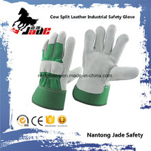 Green Industrial Safety Cow Luva de trabalho em couro dividida