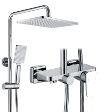Hotel Brass High Pressure Grifos De Ducha Exposed Bathroom Rain Faucet Mixer Set With Handheld Shower