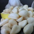 Nice white vacuum fried peeled garlic clove