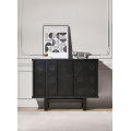 Black Solid Wood Sideboard Kitchen Storage Cabinet