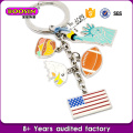 Vente en gros Metal Silver Enamel Custom Country USA Drapeau Charms Keychain