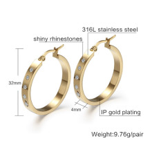 Elegante Mode 18 Kt gold plattiert Frauen grosse Ohrring für Partei Schmuck Creolen für Damen Kristall Europen Stil