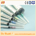 Plastic medical disposable syringe with needle