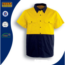 100% Cotton Short Sleeve Hi Vis Twill Safety Work Shirt