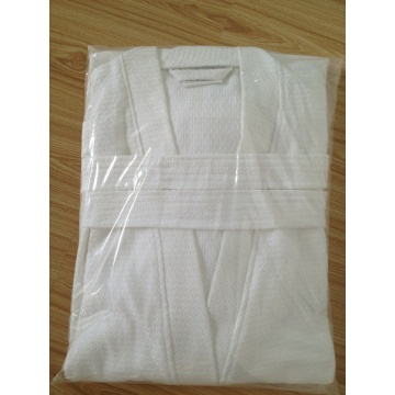 100% algodão waffle Kimono Collar White Bathrobe