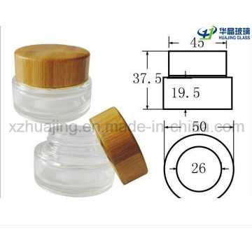30g 50g Clear Round Wooden Screw Cap Glass Jar Cream