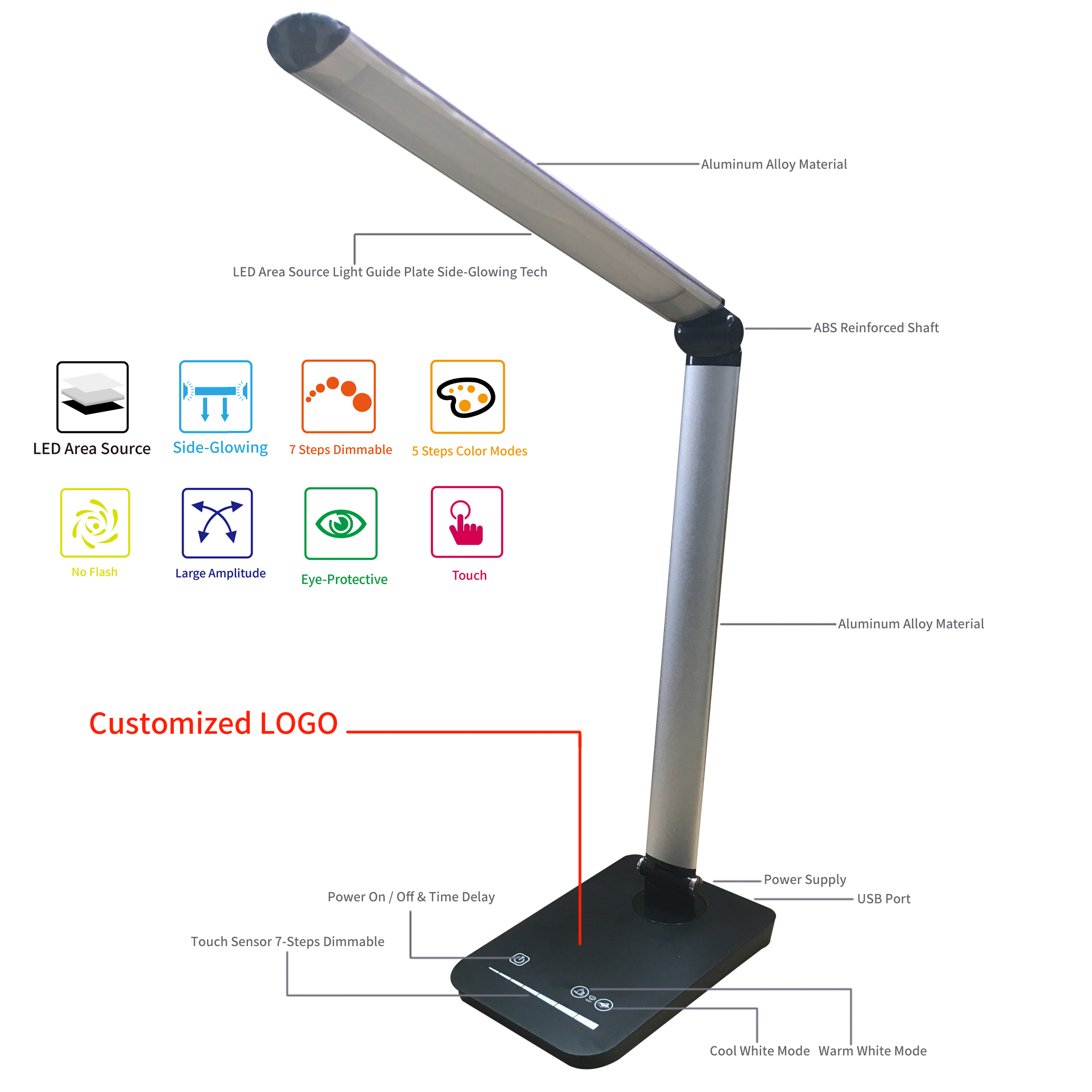 aluminum alloy led desk lamp