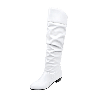 Ladies Patent Leather Casual Block Heel Slouch Boots