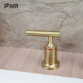 Brushed Gold Lavatory Waterfall 3 Hole Basin Faucet