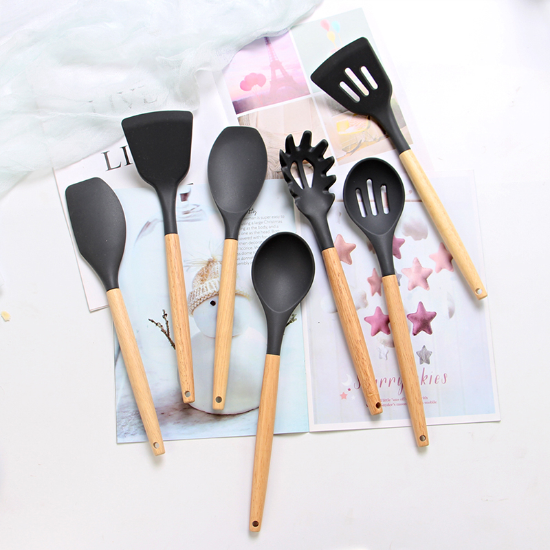  8 Piece Silicone Kitchen Utensils Heat Resistant Cooking Utensil Set