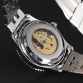 winner skeleton rotating dial watch alloy case with stainless steel band watch